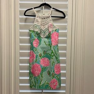 LILLY PULITZER Pearl Shift Poolside Blue Going Stag Cotton Dress size 0 EUC